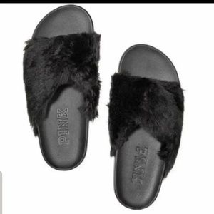 NEW PINK Furry Slides